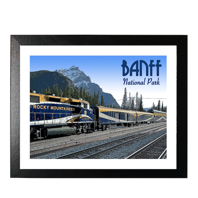 Rocky Mountaineer, Banff, Vintage Travel Print (FRAMED)