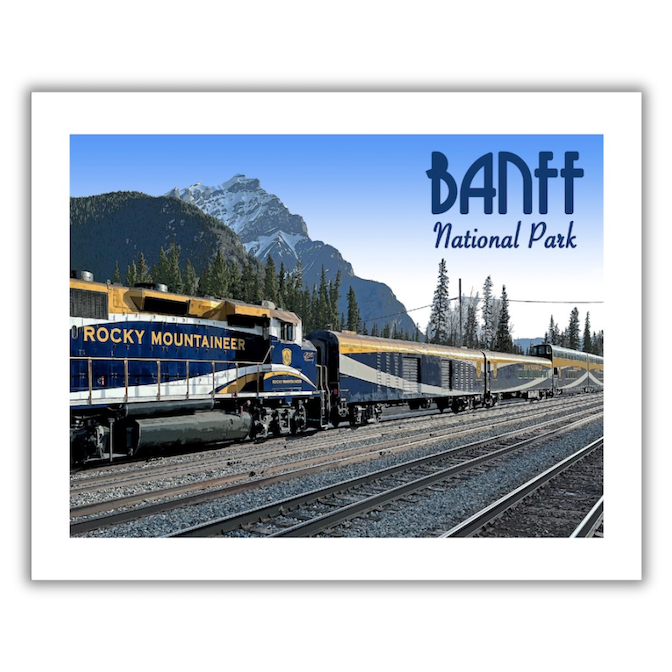 Rocky Mountaineer, Banff, Vintage Travel Print (FRAMED)
