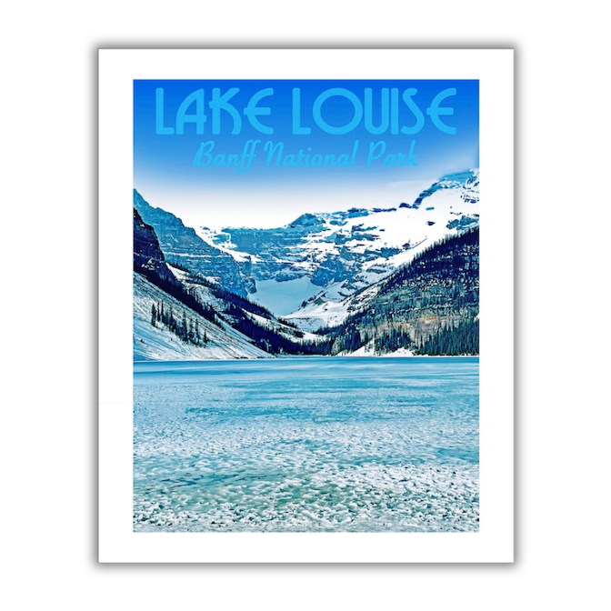Lake Louise, Vintage Travel Print (FRAMED)