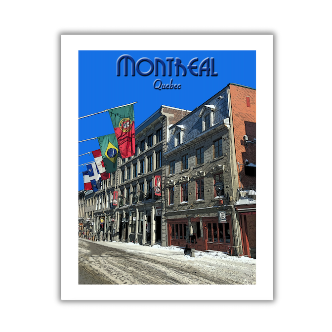 Montreal, Vintage Travel Print (FRAMED)