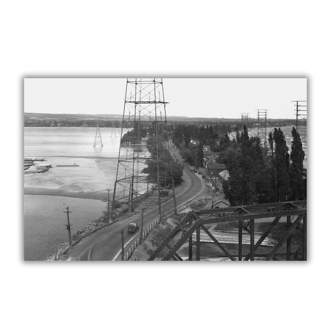 Beach Strip & Swing Bridge, Hamilton Heritage Print