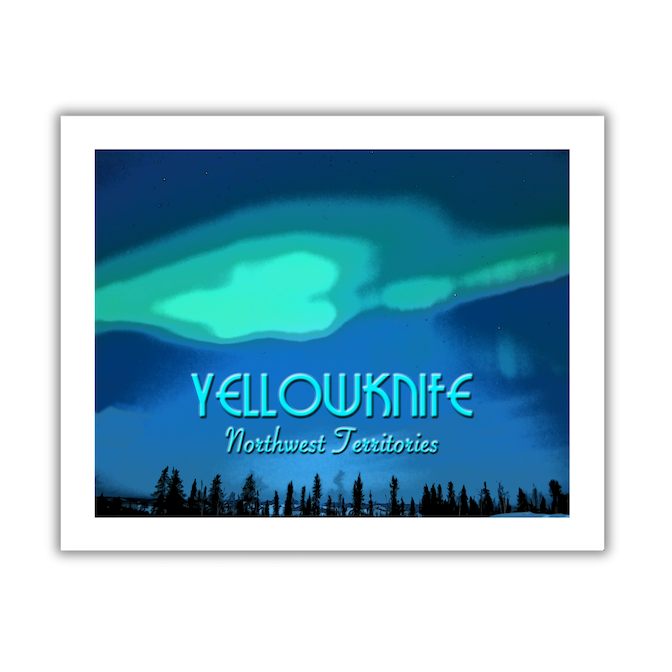 Yellowknife, Vintage Travel Print (FRAMED)
